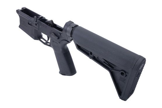 Complete AR-15 lower receiver with SL Carbine stock and MOE grip.